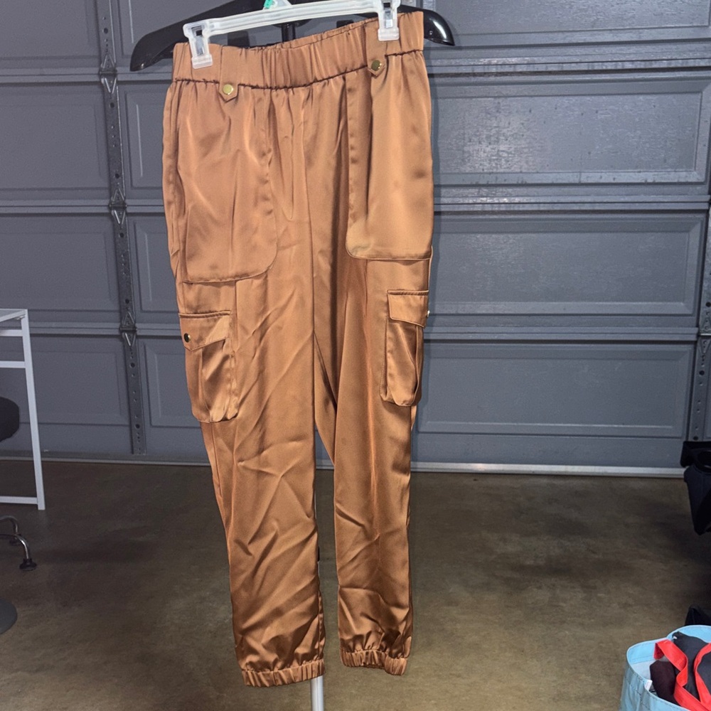 INC International Concepts Satin Joggers in Brown